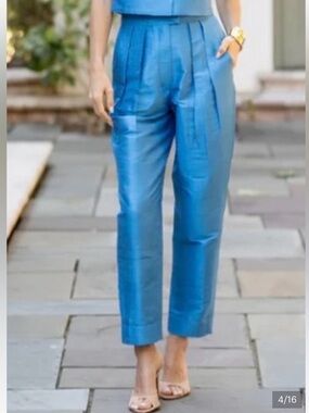 Julia Amory Cropped Dupioni Silk Pants in rust
